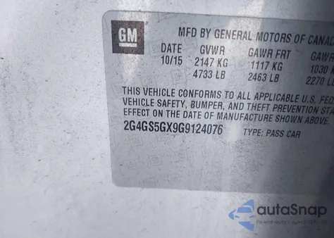 2016 Buick Regal Turbo Premium Ii from USA, damaged, VIN 2G4GS5GX9G9124076